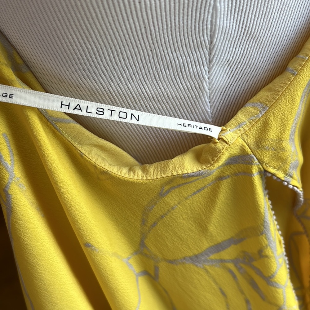 EUC Halston Heritage Popover Floral Print Sunshine Yellow Camisole Blouse - XL - Picture 12 of 17